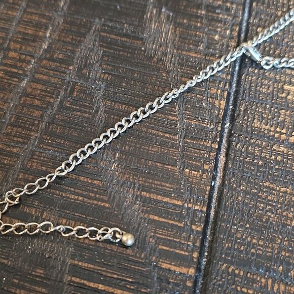 Silver Tone Spiked Collar Necklace Adjustable Textured Tribal Goth Punk - Picture 4 of 6